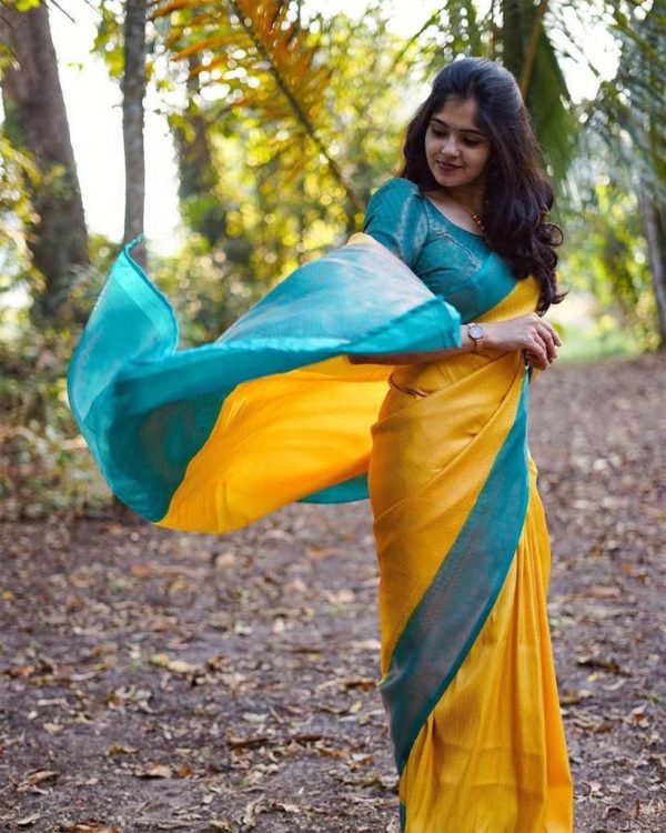 KP 5059 Yellow Color Soft Lichi Silk Cloth. Saree with Designer Work. Get it for ₹1449. Delivery 4-6 Working Days. Shop now. | Sarees, Bollywood Sarees, Creative Sarees, Designer Sarees, Embroidered Sarees, Ethnic Saree, Modern Digital sarees, Party Wear Sarees