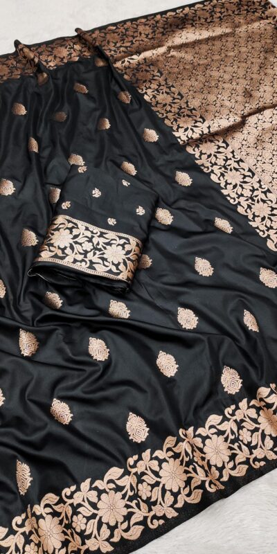 Black Banarasi Silk Lace Zari Work Saree