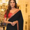 Black Georgette Zari Work Saree