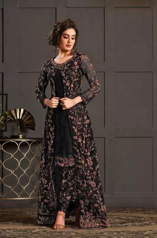 FC 4592 Black Net Salwar Suit with Stone Work. Wedding, Party, Festive, Events, Now at just ₹2449. Delivery 4-6 Working Days. Shop now. | Jump Suits, Salwar suit, Casual Suits, Creative suits, Designer Suits, Palazzo Suits, Party Wear Suits, Patiala Suits, Straight Suits