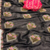 Black Paper Silk Crush With Embroider Saree