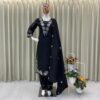 Black Rayon Embroidery Salwar Suit