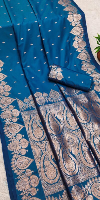 Blue Banarasi Silk Zari Work Saree