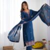 Blue Chinnon Silk Lace Embroidery Work Salwar Suit