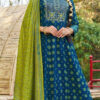 Blue Rayon Embroidery Work Gown