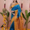 Blue Silk Paithni Weaving Zari Work Saree