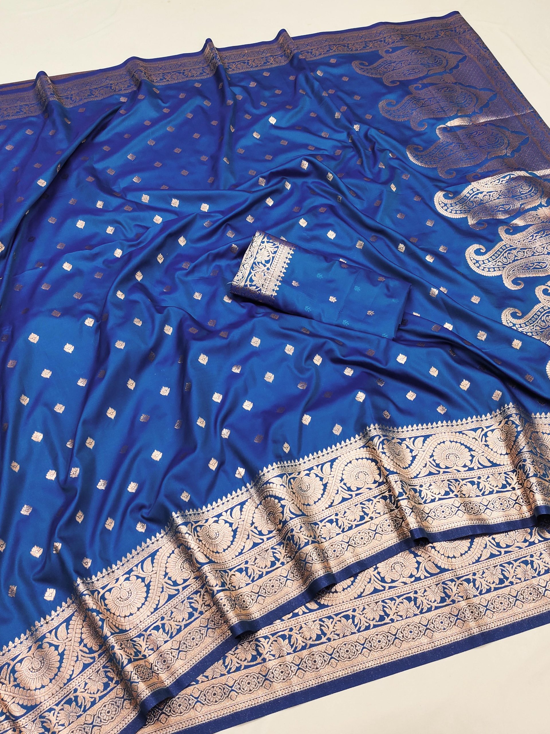 Blue Soft Banarasi Silk Zari Lace Work Saree