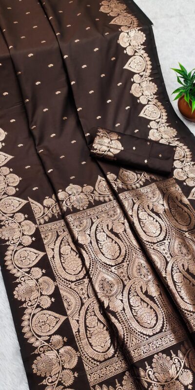 Brown Banarasi Silk Zari Work Saree