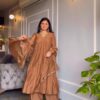 AD 152 Brown Color Pure Chinon Silk Embroidery Gown Fancy Full Sleeve Wedding, Party, Festive, Events Etc. Expected Delivery  4-6 Working Days @1799/ | Jump Suits, Salwar suit, Casual Suits, Creative suits, Designer Suits, Palazzo Suits, Party Wear Suits, Patiala Suits, Straight Suits