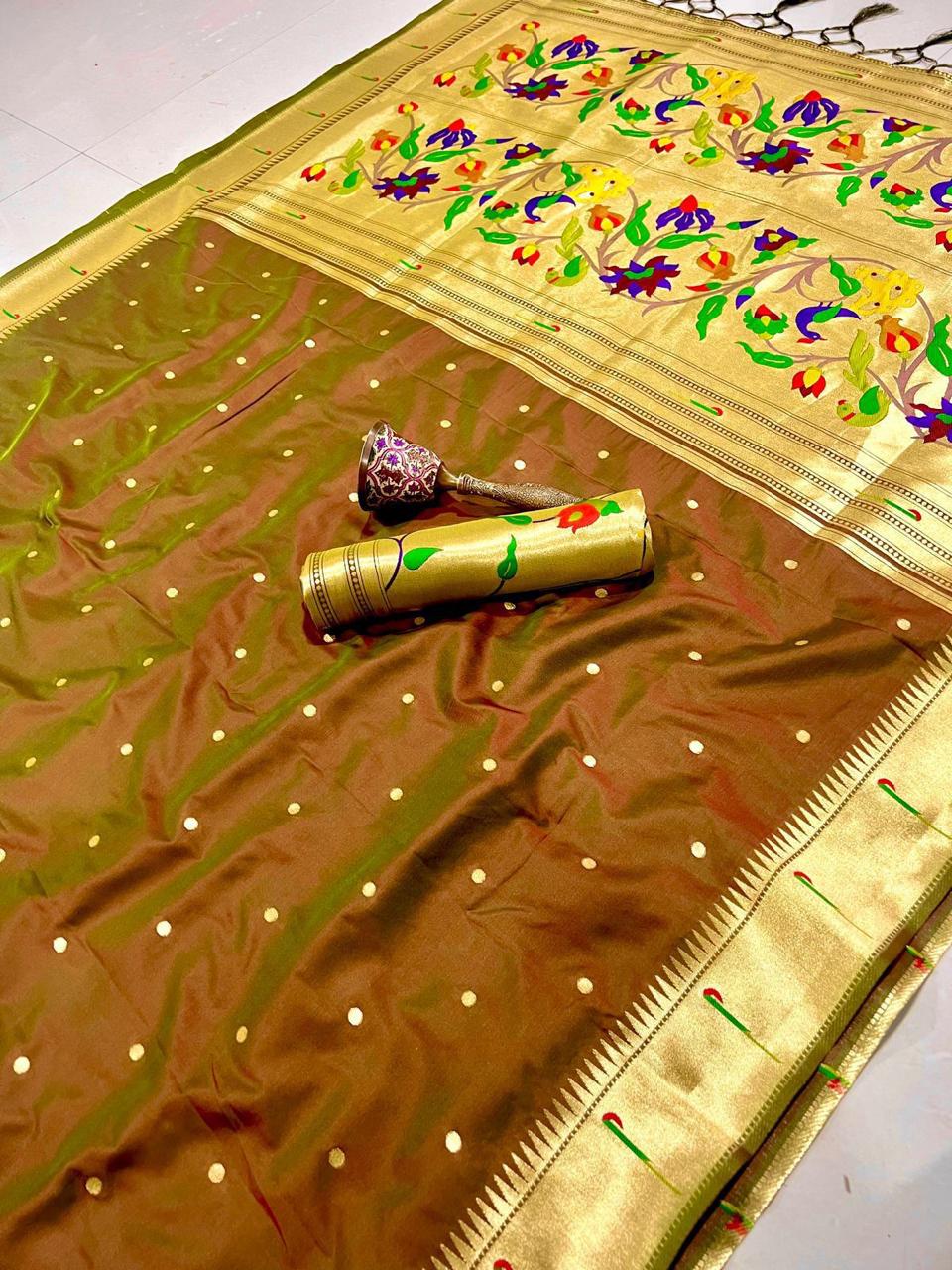 Brown Pure Banarasi Silk Zari Work Saree