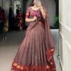 Brown Pure Chanderi Zari Work Lehenga Choli