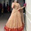 Cream Pure Chanderi Zari Work Lehenga Choli