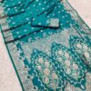 Firozi Banarasi Lace Zari Work Saree