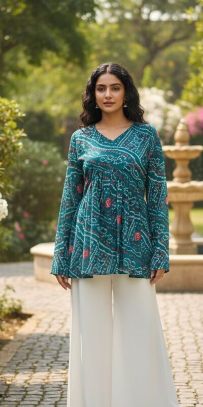 INLI Bandhej Firozi Color Pure Georgette Kurti with Designer Work. Best Price ₹1349. Delivery 4-6 Working Days. Shop now. | Kurti, Bollywood Kurti, Creative Kurtis, Designer Kurti, Party Wear Kurti, Selfie Kurti