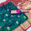 Green Banarasi Silk Lace Work Zari Work Saree