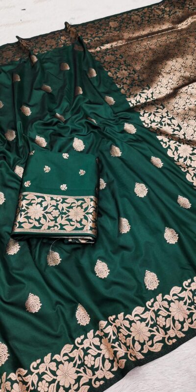 Green Banarasi Silk Lace Zari Work Saree
