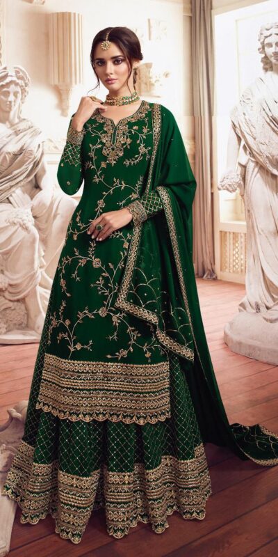 Green Georgette Embroidery Work Salwar Suit
