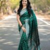Green Lichi Silk Border Lace Work Saree