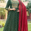 Green Rayon Embroidery Work Gown