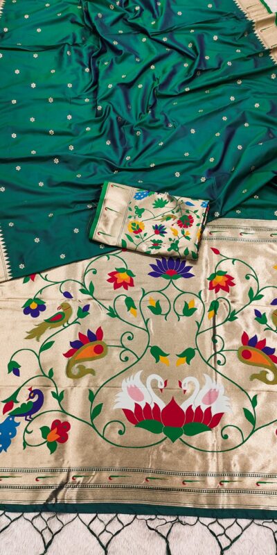 Green Silk Zari Lace Work Saree