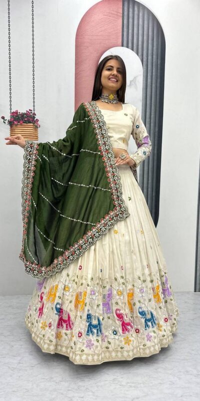 PC 503 Green in Pure Tissue Silk Cut Work & Lace Work Lehenga Choli . Now at just ₹2349. Delivery 4-6 Working Days. Shop now. | Lehenga, Bollywood Lehenga, Creative Lehenga, Designer Lehenga, Embroidered Lehenga, Party Wear Lehenga