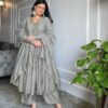 AD 152 Grey Color Pure Chinon Silk Embroidery Gown Fancy Full Sleeve Wedding, Party, Festive, Events Etc. Expected Delivery  4-6 Working Days @1799/ | Jump Suits, Salwar suit, Casual Suits, Creative suits, Designer Suits, Palazzo Suits, Party Wear Suits, Patiala Suits, Straight Suits