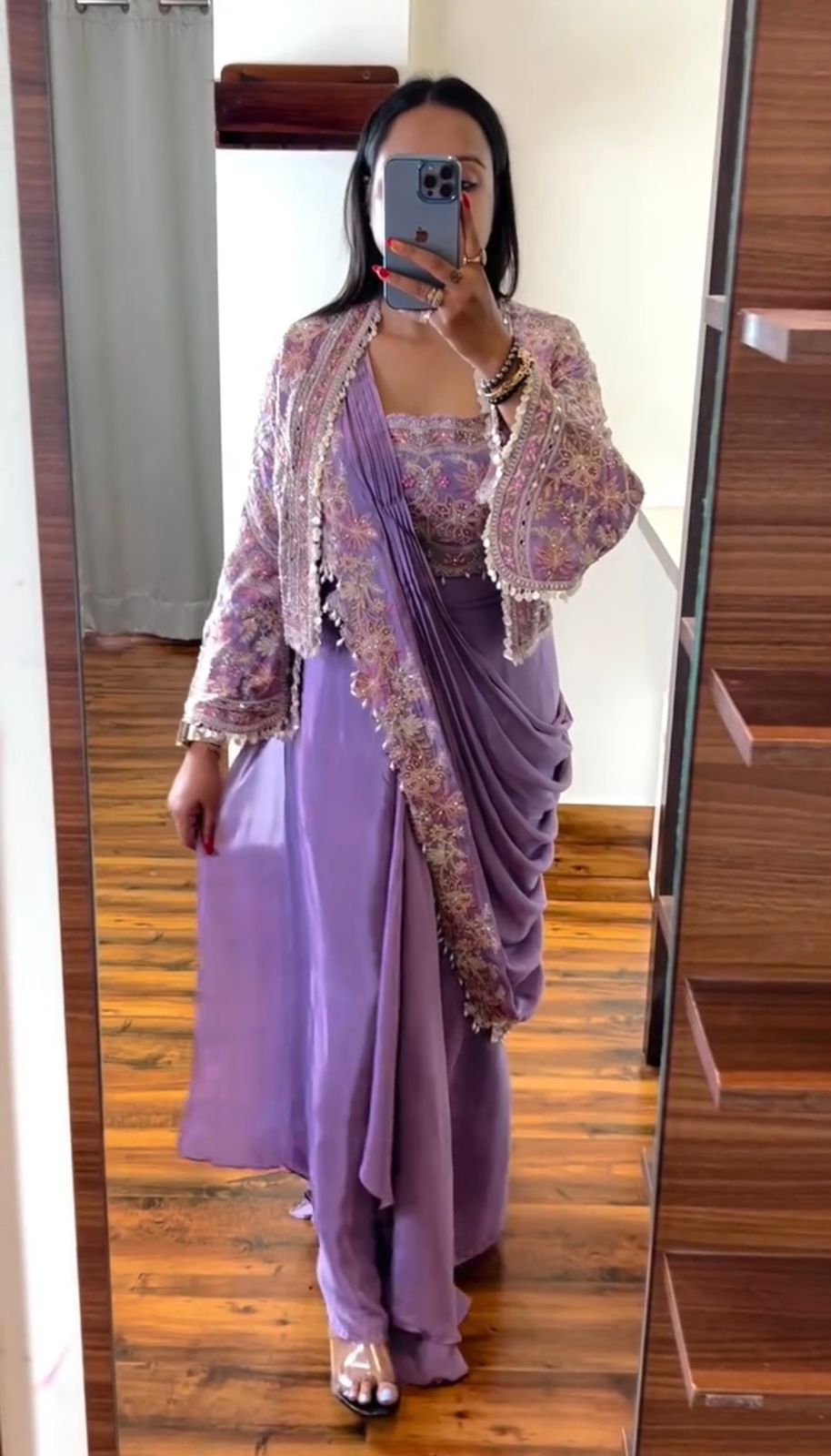 ST 1074 Lavender Color Chinon Saree with Embroidery Work & Lace Work. Best Price ₹2399. Delivery 4-6 Working Days. Shop now. | Sarees, Bollywood Sarees, Creative Sarees, Designer Sarees, Embroidered Sarees, Ethnic Saree, Modern Digital sarees, Party Wear Sarees