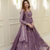 Lavender Georgette Embroidery Work Gown