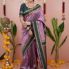 Lavender Silk Paithni Weaving Zari Work Saree