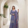 Lavender Viscose Chinon Embroidery Work Salwar Suit