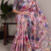 Light Pink Tasar Silk With Viscose Border Saree