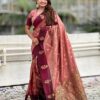 Maroon Banarasi Silk Weaving Zari Work Saree