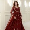 Maroon Georgette Embroidery Work Gown