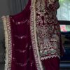 Maroon Natural Crep Embroidery Work Salwar Suit