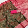 Mehendi Rich Banarasi Silk Zari Lace Work Saree