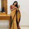 Mustered Soft Lichi Silk On All Over Saree