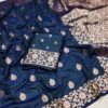 Navy Blue Banarasi Silk Lace Zari Work Saree