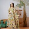 Off White Chinon With Kalamkari Print Gown