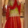 Parrot Green Chinnon Silk Embroidery Work Salwar Suit