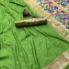 Parrot Green Pure Banarasi Silk Zari Work Saree