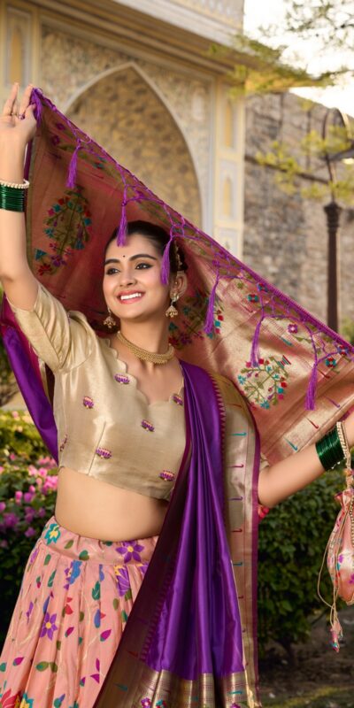 LNB 2021 Peach Jacquard Silk Weaving Zari Lehenga Choli Festive Party Wedding, Events etc. Delivery 4-6 Working Days @4099/- | Lehenga, Bollywood Lehenga, Creative Lehenga, Designer Lehenga, Embroidered Lehenga, Party Wear Lehenga