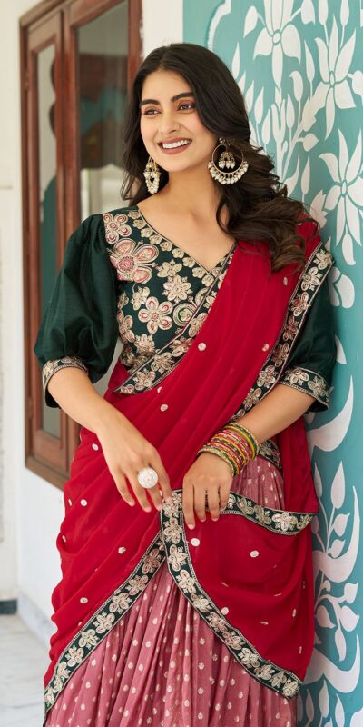 Ram 104 Peach mono silk Lehenga Choli Perfect for Wedding, Party, Anniversary, Onam, Ethnic Day – . Festive Deal ₹3149. Delivery 4-6 Working Days. | Lehenga, Bollywood Lehenga, Creative Lehenga, Designer Lehenga, Embroidered Lehenga, Party Wear Lehenga