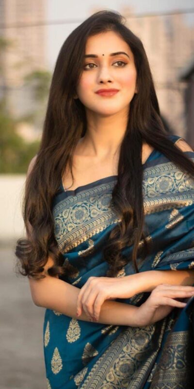 Peacock Blue Lichi Silk Rich Jacquard Work Saree