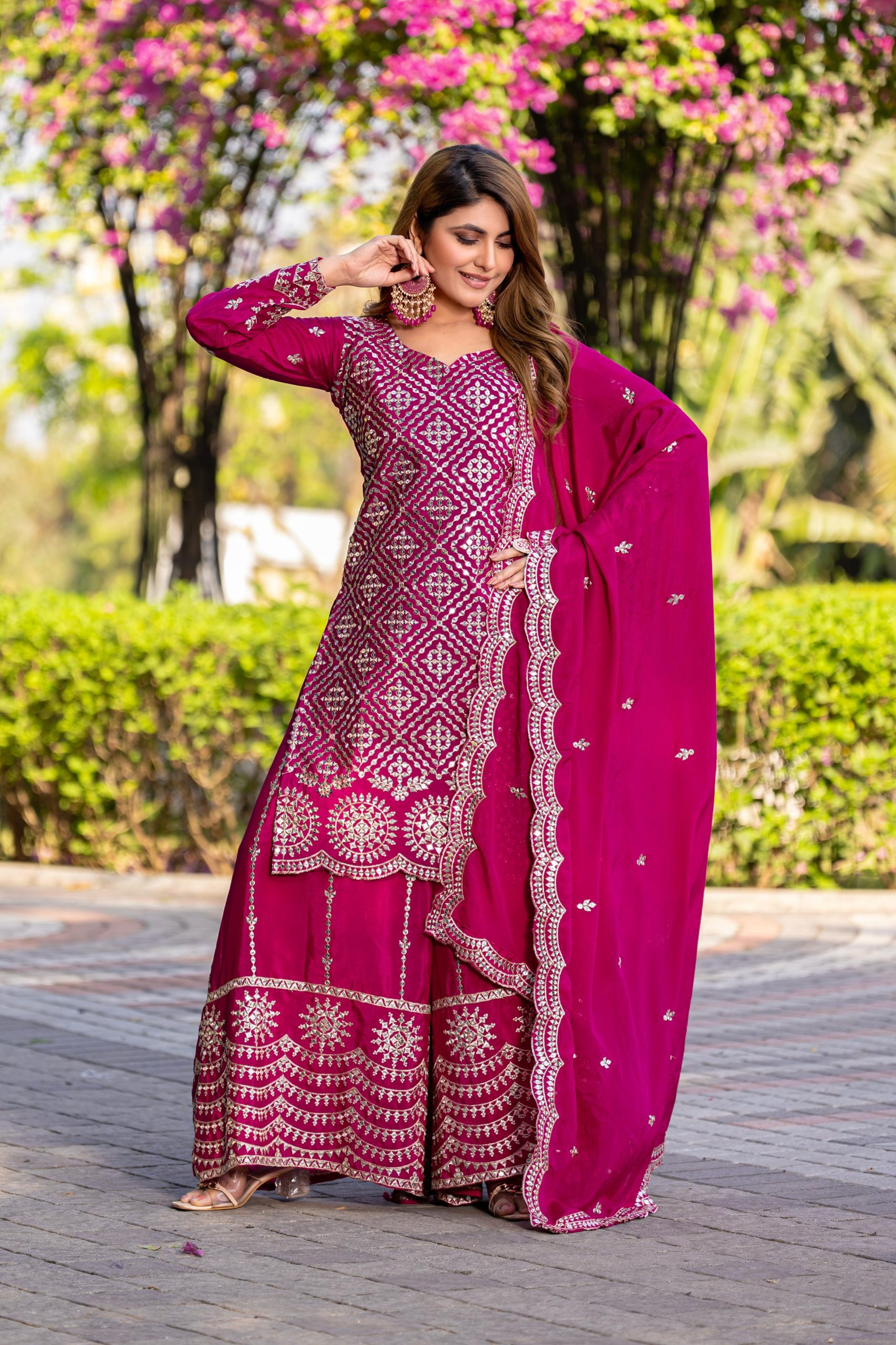 Ram 098 Pink Color Chinon Embroidery Work Salwar Suit in . Introductory Price ₹2549. Delivery 4-6 Working Days. Shop now. | Jump Suits, Salwar suit, Casual Suits, Creative suits, Designer Suits, Palazzo Suits, Party Wear Suits, Patiala Suits, Straight Suits