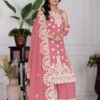Pink Faux Georgette With Embroider Salwar Suit