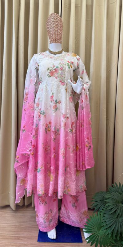 ST 1126 Pink Faux Georgette Gown Perfect for Wedding, Party, Diwali, Makar Sankranti, Mehendi – . Special Price ₹2599. Delivery 4-6 Working Days. | Jump Suits, Salwar suit, Casual Suits, Creative suits, Designer Suits, Palazzo Suits, Party Wear Suits, Patiala Suits, Straight Suits