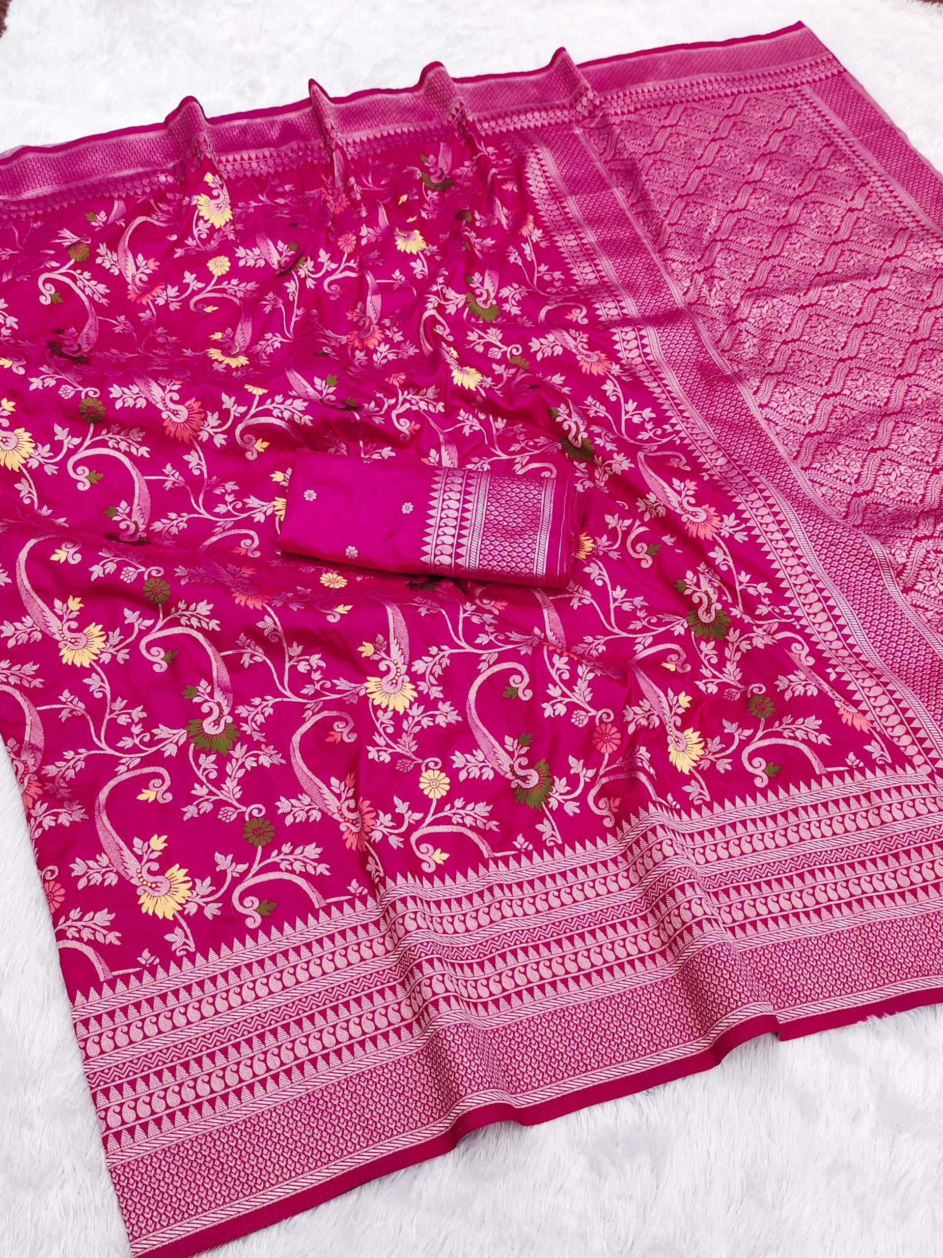 Pink Khaddi Pashmina Lace Zari Work Saree
