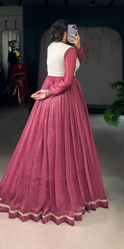 YNF 5025 Pink with Sequins Work & Embroidery Work Pink Silver Glossy Gown . Best Price ₹1849. Delivery 4-6 Working Days. Shop now. | Lehenga, Bollywood Lehenga, Creative Lehenga, Designer Lehenga, Embroidered Lehenga, Party Wear Lehenga