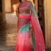 Pink Soft T.b. Organza Silk Sequins Work Saree