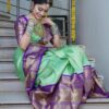 Pista Green Soft Silk Jacquard All Over Saree